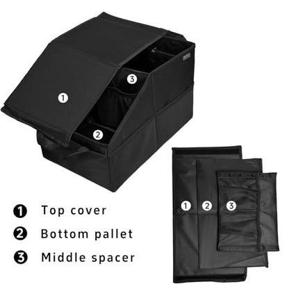 Car Seat Organizer, Passenger Seat, Black | Collapsible, Small Storage, With Lid - color: Black