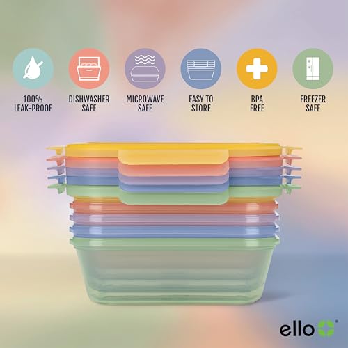 Ello Snap & Nest 10-Piece 4.5 Cup Plastic Meal Prep Set, Reusable Food Containers for Healthy Eating, Freezer, Dishwasher Safe, Desert Festival - color: Desert Festival, size: Meal Prep
