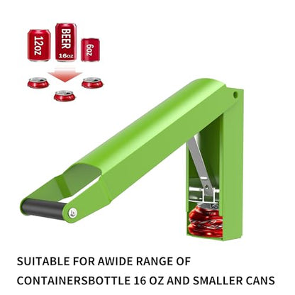 Heavy Duty Can Crusher Wall Mounted - Effortlessly Crush Soda, Beer & Seltzer Cans. One-Hand Operated Recycling Tool, Space-Saving Garage/Kitchen Compactor for 8, 12, 16 oz Cans - color: Green