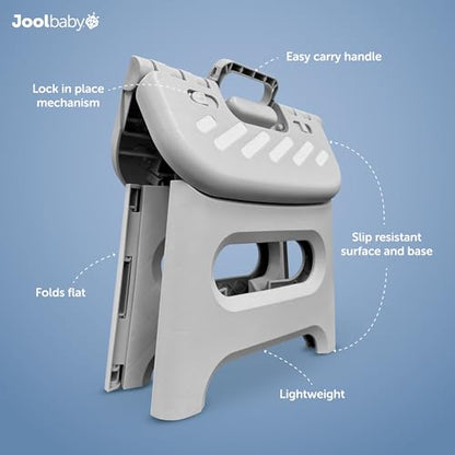 Lock 'n Step 8.6” Folding Step Stool for Toddler Potty Training, Holds Adults up to 200 lbs – Safety Lock Prevents Pinching - Jool Baby | Slip-Resistant Surface for Toddlers & Adults – Holds Up to 200 lbs