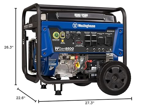 Westinghouse Outdoor Power Equipment 12500 Peak Watt Home Backup Portable Generator, Remote Electric Start with Auto Choke, Transfer Switch Ready 30A & 50A Outlets, Gas Powered - style: 12500 Watts - Gas Only