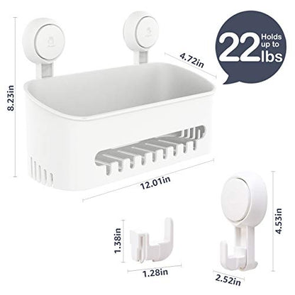 TAILI Shower Caddy Storage Basket 4 Suction Hooks, Suction Cup Shower Holder for Shampoo, Conditioner, Drill-Free Removable, Kitchen Bathroom Bedroom Organizer Set - style: 4×White