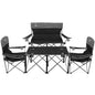 Camping Chair Set of 3, Outdoor Folding Camping Chairs for Heavy People with Cup Holder & Carry Bag,Collapsible Chair Include One Sofa Chair and Two Single Chair,Support up to 500lbs - color: Black-4pcs