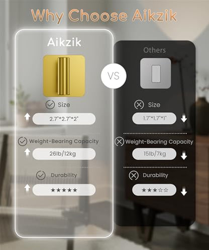 Aikzik 4 Pack Large Heavy Duty Wall Hooks - 26lb Max, Stainless Steel Adhesive Towel Hook, Shower Hooks for Hanging Towel, Coat, Robe, Wall Hook for Use in Bathroom, Kitchen and Door, Gold - color: Gold
