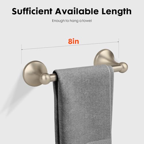 Antique Hand Towel Holder,Towel Ring Brushed Nickel for Bathroom,Towel Bar 9-Inch,Bathroom Accessories Towel Rack, Wall Mounted,Towel Hanger for Bathroom - color: Brushed Nickel