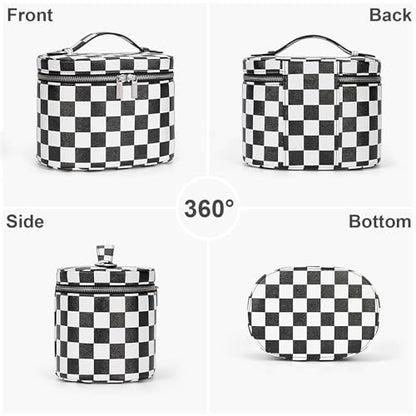 YFGBCX Checkered Makeup Bag Vanity Case with Divider Travel Toiletry Bag Women Cosmetic Bag Makeup Organizer Case - color: Checkered-Black
