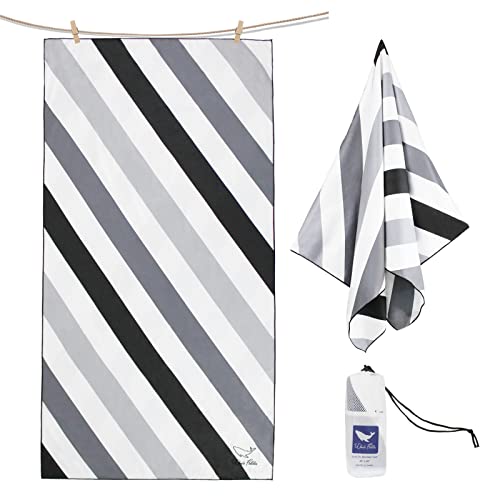 Whale Flotilla Large Quick Dry Beach Towel (30"x60"), Microfiber Sand-Free Beach Towels, Super Absorbent Compact Pool Travel Accessories, Black - color: Cabana Black, size: 60.00" x 30.00"