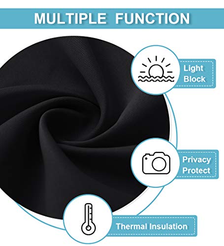 RYB HOME Bedroom Blackout Curtains 45 inches Length - Black Curtains Light UV Block Insulated Energy Saving Drapes for Bedroom Dining Living Room, 42 x 45 inches Long, Black, Set of 2 - color: Black, size: 42"W x 45"L (Pack of 2)