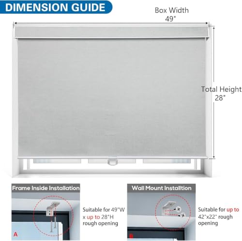 Cordless RV Blind, Blackout Window Curtain Pleated Shade for RV, Camper and Motorhome Window, Fit for 42" W x 22" H Rough Opening RV Window, Grayish White - size: 49"W x 28"H