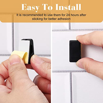 30 Pieces Self-Adhesive Clips Wall Tapestry Clips Sticky Plastic Photo Small Hanging Spring for Poster Photo Wall Teacher Student Home Applications(Black) - color: Black