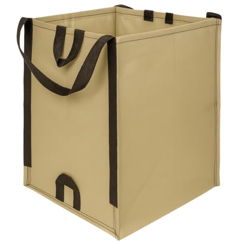 DURASACK Heavy Duty Home and Yard Bags 48-Gallon Reusable Self-Standing Lawn and Leaf Bags Garbage Can with Reinforced Handles, Khaki - color: Khaki