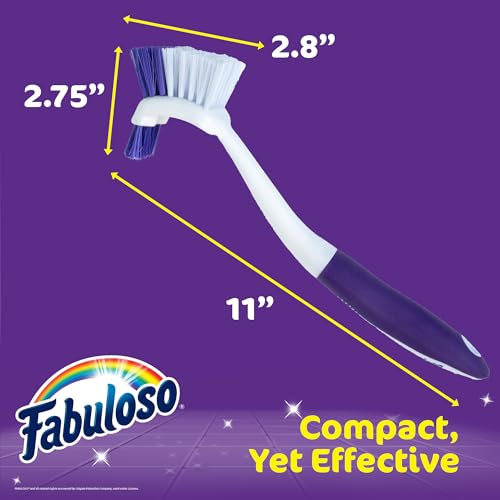 Fabuloso Tile Brush with Spot Scrubber, Long Bathroom Cleaning Brush with Medium Bristles, Shower Scrubber with Hanging Hole for Tile, Grout, Tubs, Floors and Bathroom Walls, 11 Inch - size: Tile Brush w/ Spot Scrubber