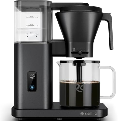 Kismile SCA-Certified 8 Cup Drip Coffee Maker, Pour Over Coffee Machine with 3s Instant Heat 197–205℉, Adjustable Flow Control, Removable Water Tank, Deep Cold Brew & 40 Min Keep Warm (Dark Grey) - color: Dark Gray