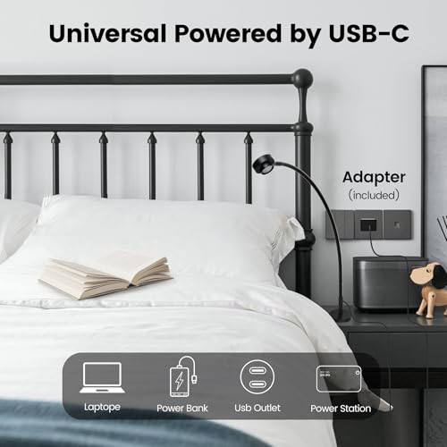Magnetic Reading Light,Flexible Book Light,Bendable Spotlight Desk Lamp,Head Switch 3 Colors Dimmable LED for Bedside Bed Frame, All Metal CRI95+ Power By USB C, Adapter Included - color: Magnetic Base