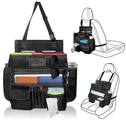LIWSHWZ Seat Organizer Front Seat,Patrol Bag Law Enforcement with Large Storage,Universal Fit for Front & Back Seats,Dedicated Tablet and 17 Inch Laptop Storage,for Truck Office, Police,Black - size: 17.72" L x 13.78" W x 5.9" H