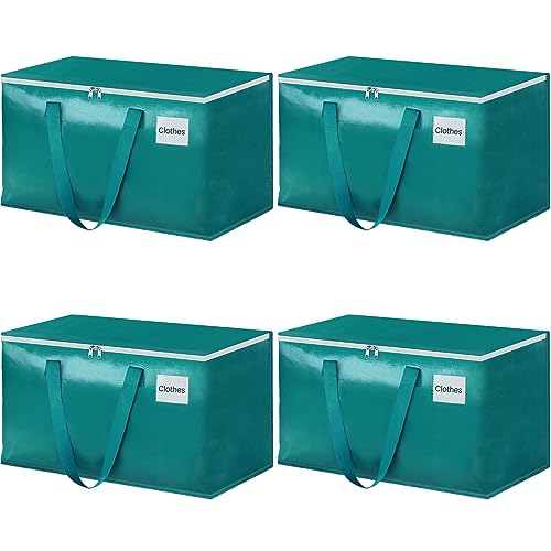 StorageRight Moving Bags-Heavy Duty Moving Boxes, Storage Totes with Zipper, Reinforced Handles and Tag Pocket-Collapsible Moving Supplies for moving, Storage and Travel 93L(Green-4 Pack) - color: Green, size: 4 Pack