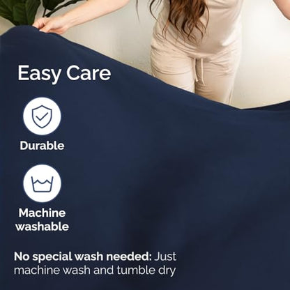 Olympic Queen Sheet Set 66x80 - 4 Piece RV Olympic Queen Size Sheets - Soft, Breathable & Cooling - Fits 14” to 16" Mattress w/ Deep Pockets - Comfy Luxury Bedding - Fade & Wrinkle Free - Navy Blue - color: 24 - Navy Blue, size: Olypmic Queen