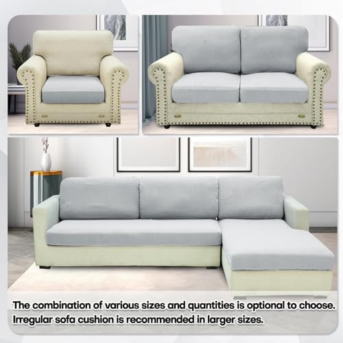 ZNSAYOTX Stretch Cushion Covers Sofa Loveseat Cushion Couch Seat Covers Slipcovers Soft Replacement Unique Pattern Furniture Protector with Elastic Bottom (Silvery Gray, 1 Pc 2-Seat Cushion Cover) - color: Silver Gray, size: 1 Cushion Loveseat