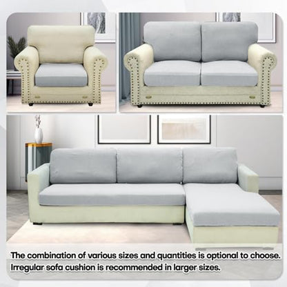 ZNSAYOTX Stretch Cushion Covers Sofa Loveseat Cushion Couch Seat Covers Slipcovers Soft Replacement Unique Pattern Furniture Protector with Elastic Bottom (Silvery Gray, 1 Pc 2-Seat Cushion Cover) - color: Silver Gray, size: 1 Cushion Loveseat