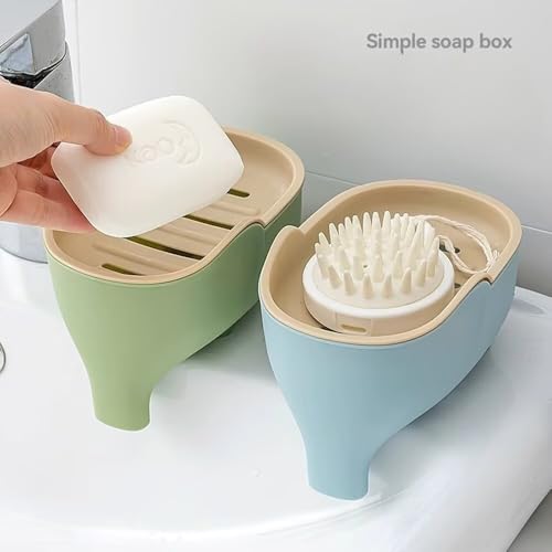 Cute Elephant Soap Dish Holder Tray Plastic Sink Self Draining Suitable for Kitchen Bathroom Bar Shower Bath Kitsch Large Shelf Drainage,Blue - color: C-blue