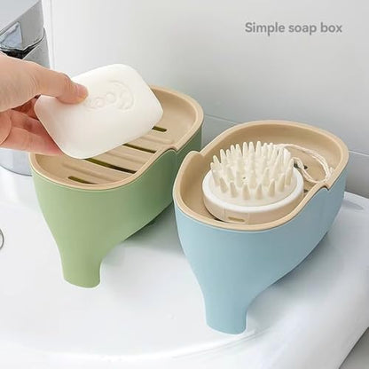 Cute Elephant Soap Dish Holder Tray Plastic Sink Self Draining Suitable for Kitchen Bathroom Bar Shower Bath Kitsch Large Shelf Drainage,Blue - color: C-blue
