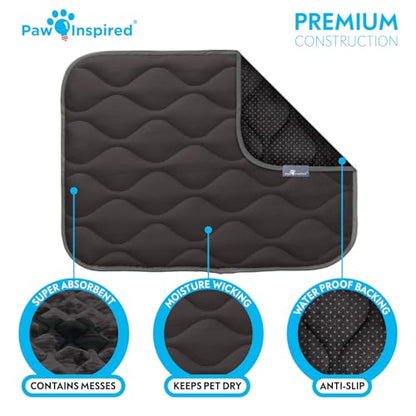 Paw Inspired Washable Padded Crate Mats for Dogs | 23” x 17” Pad, Fits 24-inch Kennels | Leakproof, Waterproof Bottom, Plush Pet Beds (Gray) - color: Gray, size: 24 Inch