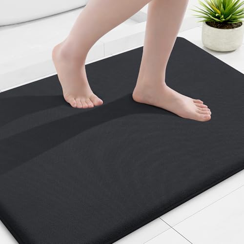 Smiry Memory Foam Bath Mat 36x24, Extra Soft and Absorbent Bathroom Mats, Non Slip Washable Carpet for Floor, Shower and Tub, Black - color: Black, size: 36" X 24"