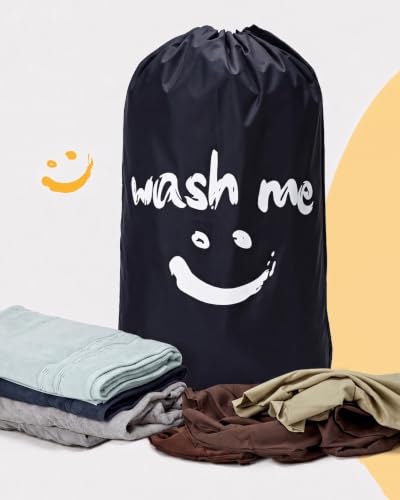 HOMEST 2 Pack XL Wash Me Travel Laundry Bag, Dirty Clothes Organizer, Large Enough to Hold 4 Loads of Laundry, Easy Fit a Laundry Hamper or Basket - color: (Ⅰ-Wash me)Black & Red