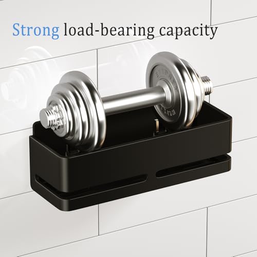 Bathroom Shower Caddy (5-piece Set), wall-Mounted Shelf with soap Dish and Toothbrush Holder, no Drilling Required, Ideal for Bathroom Storage and Also Suitable for Kitchen (Black) - size: Black-5-piece set