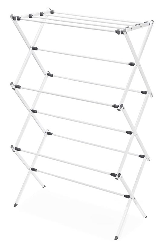 Whitmor Expandable Clothes Drying Rack: 3 Tier Laundry Drying Rack, Collapsible Drying Rack Clothing, Portable Space Saving Clothing Rack for Indoor Outdoor, 35.5" L x 14.50" W x 45.2" H, White - color: White Deluxe