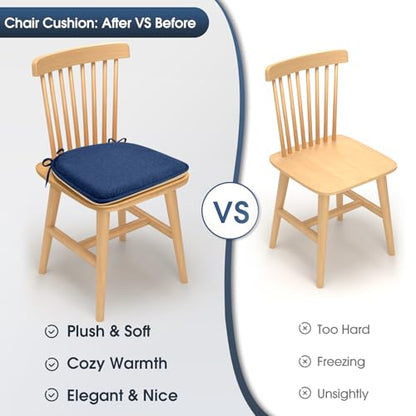 TushGuard Chair Cushions, 4 Pack Memory Foam Chair Pads, Seat Cushion, Kitchen Chair Cushions Set of 4, Anti-Slip Backing & Fixed Straps, Navy Blue - color: Navy Blue