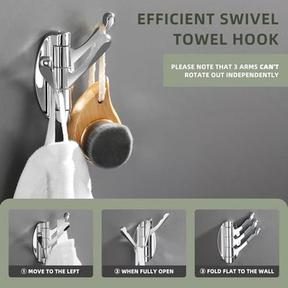 Angle Simple Bathroom Towel Hook Swivel, Metal Hand Towel Hook for Wall, Foldable Robe Coat Hanger, Chrome - color: Chrome, size: 1 Pack