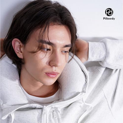 Pillowdy Travel Hoodie with Built-In Inflatable Neck Pillow for Flights - color: Gray Hoodie, size: Medium