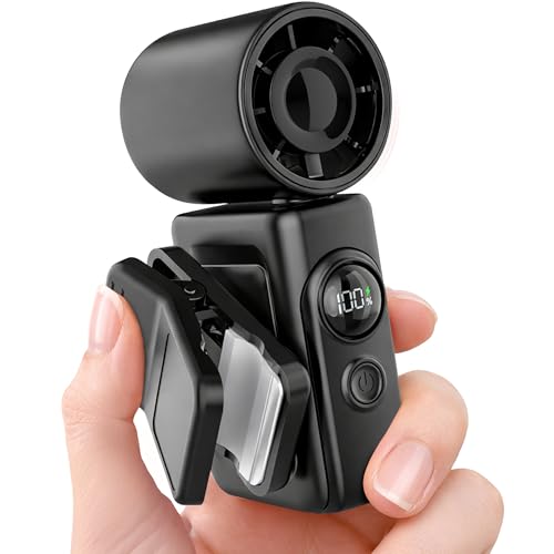Hotsales Clip-On Portable Fan, 13500 RPM High-Speed Rechargeable Handheld Mini Fan, LED Display, 360° Rotating Detachable Clip, Stroller Fan for Baby, Travel Essentials, Summer Gifts for Women and Men - color: Classic Black, size: 1 Pack