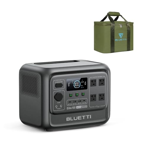 BLUETTI Elite 100 V2 Portable Power Station with Bag (Ship Separately), 1024Wh LFP Battery Backup w/ 4 1800W AC Outlets (3600W Surge), 35% Smaller, Solar Generator for Camping, Outages, and UPS Backup - style: BLUETTI Elite 100 v2+Bag