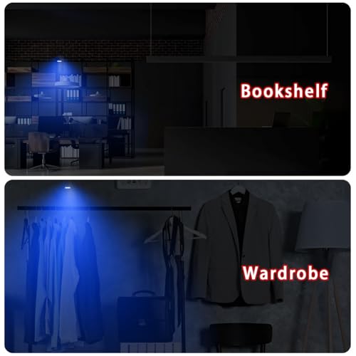 Mini LED Closet Light Touch Light Rechargeable Cabinet Lighting | Multi Color Wireless USB Rechargeable Magnetic LED Light for Bedroom Wardrobe Counter Kitchen (4Pcs/Pack) (Ice blue) - color: Ice blue