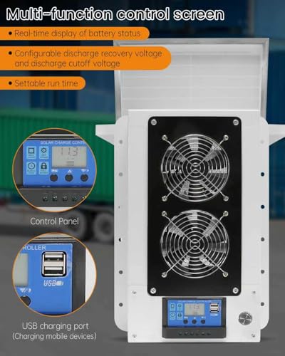 Shipping Containers Solar Vents Kit with Battery Run Day/Night, 25W Foldable Solar Panel with 88000mAh Battery, USB Charging, Rain and Hail Proof, Suitable for Container Houses, Containers, Offices