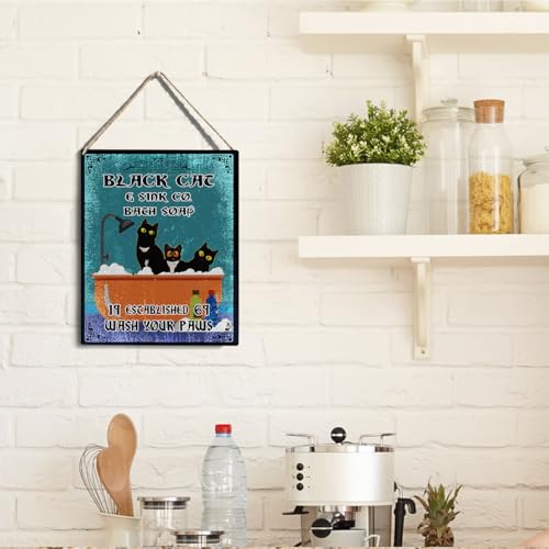wall-pediments MP 467 Black Cat & Sink Co. Bath Soap 1969 3-Cat Plaque, 6.7 x 10 Inches Retro Cat Bathroom Decor - color: Generic 9952