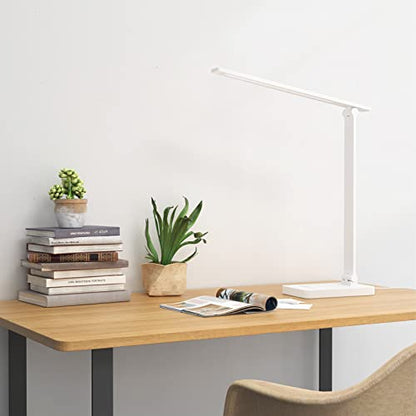 Lepro LED Desk Lamp with USB Charging Port, 700LM Dimmable Home Office Touch Control Reading Table Lamp,5 Color Modes with 5 Brightness Level, Dorm Room Essentials, Task Lamp, Sewing, Crafting, White - color: White