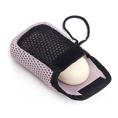 MainBasics Exfoliating Bar Soap Pouch Dual-Sided Body Scrubber - Fits Standard Size Soap Bars, Pink - style: Pink