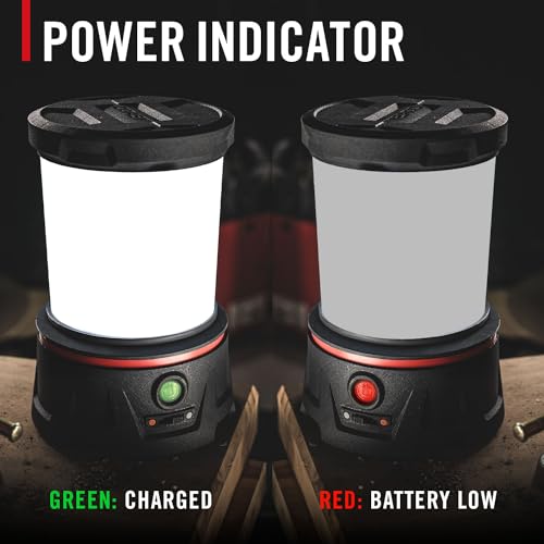 COAST EAL40R 2500 Lumen Rechargeable Emergency Camping Lantern with Red Flashing Mode, Carabiner, Diffuser, Foldeable Handle, Moonglow™ Low Mode, Illuminated Power Button, USB-C Power Bank