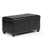 SIMPLIHOME Amelia Storage Ottoman - 33 inch Wide Vegan Leather Rectangle Storage Ottoman Bench in Midnight Black, Transitional Ottoman for Living Room with Nailhead Trim and Lift-Up Lid - color: Midnight Black