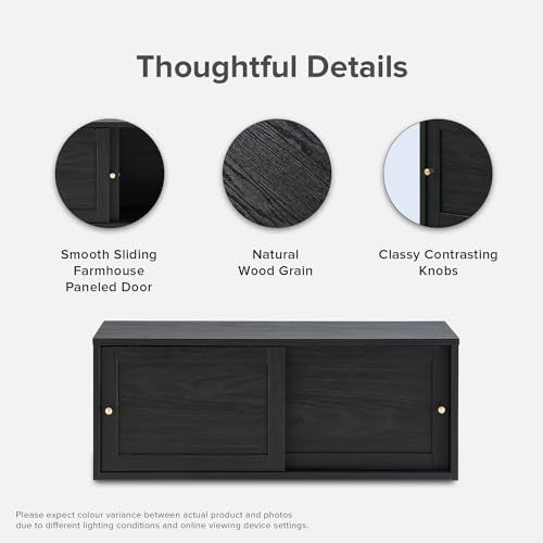 mopio Lauren Floating TV Shelf, Multi-Purpose Modular Under TV Display Shelf, Wall Mounted Wood Television Cabinet, Nightstand, Side Table, End Table, Bedside Shelves for Bedroom (Black, 62", Twin) - color: Black, size: Twin