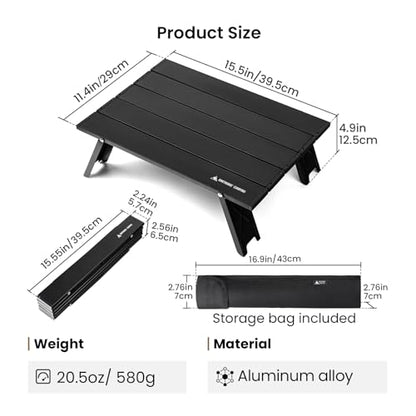 ONETIGRIS Ultralight Backpacking Table, Compact Pop-Up Folding Table for Camping, Hiking, Beach, Picnic, Travel