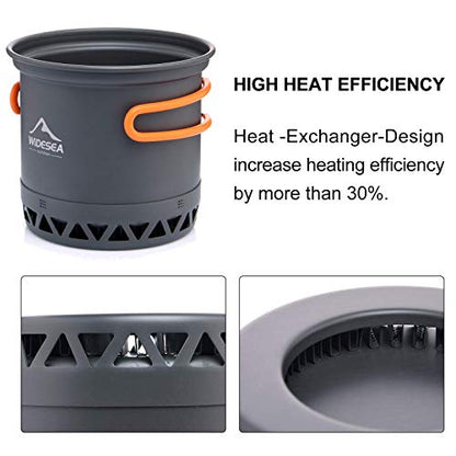 widesea Camping Cookware Outdoor Pot Pan Cooking Equipment Heat Exchange Design for Hiking Backpacking Travel - style: For 1 Person
