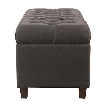HomePop Ainsley 40" Storage Ottoman Bench - Charcoal Gray - color: Charcoal Gray