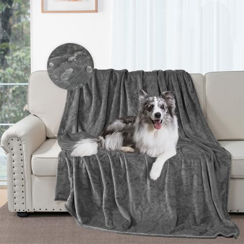 Waterproof Bed Blanket, Waterproof Pet Blanket, Double-Sided Flannel Waterproof Leak-Proof Spill-Proof Cover Blanket for Dogs and Cats, Home Protection Cover, Camping and Travel(30"×40", Grey)