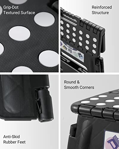 Delxo Folding Step Stool, 13 inch Non-Slip Foldable Stools Up to 300 LBS, Step Stool with Handle, Lightweight for Kitchen, Bathroom, Bedroom, Garden, Black, 1PC - color: Black, size: 13 Inch