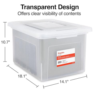 STAPLES File Box Plastic File Box Snap, Letter/Legal Size, Clear, 2/Pack - color: Clear, size: 2 Pack, style: Box (Snap Lid)