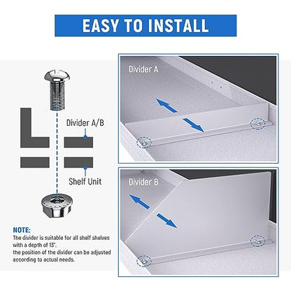 AA Products P-SH-Divider-A Shelf Divider Shelf Accessories Designed for 13" Depth Van Shelving Storage, Set of 3 - Grey - size: 13"D - Basic Version
